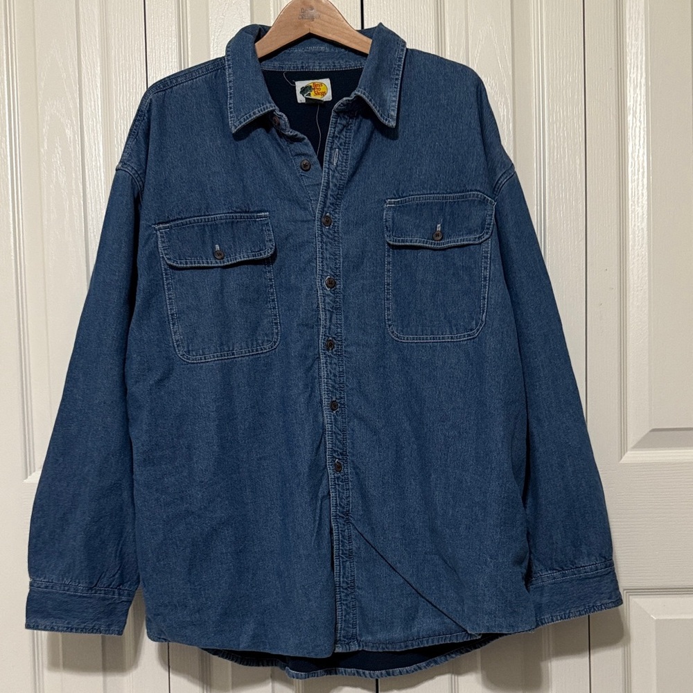 Bass Pro Shops Dark Blue Fleece Lined Denim Shirt Jacket
SZ 2XL